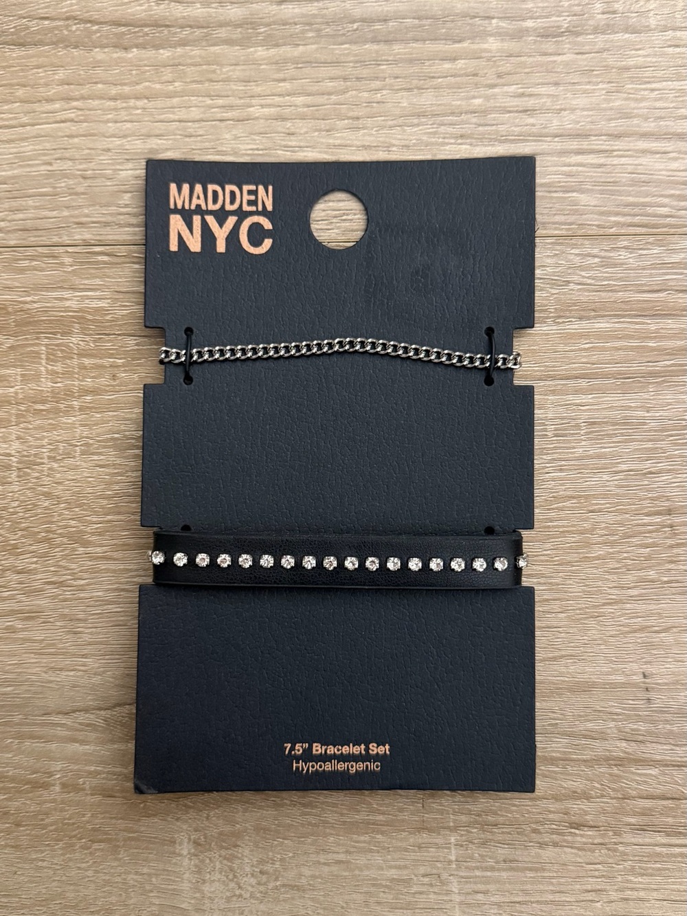Madden NYC Silver Rhinestone & Chain Bracelet Set NWT